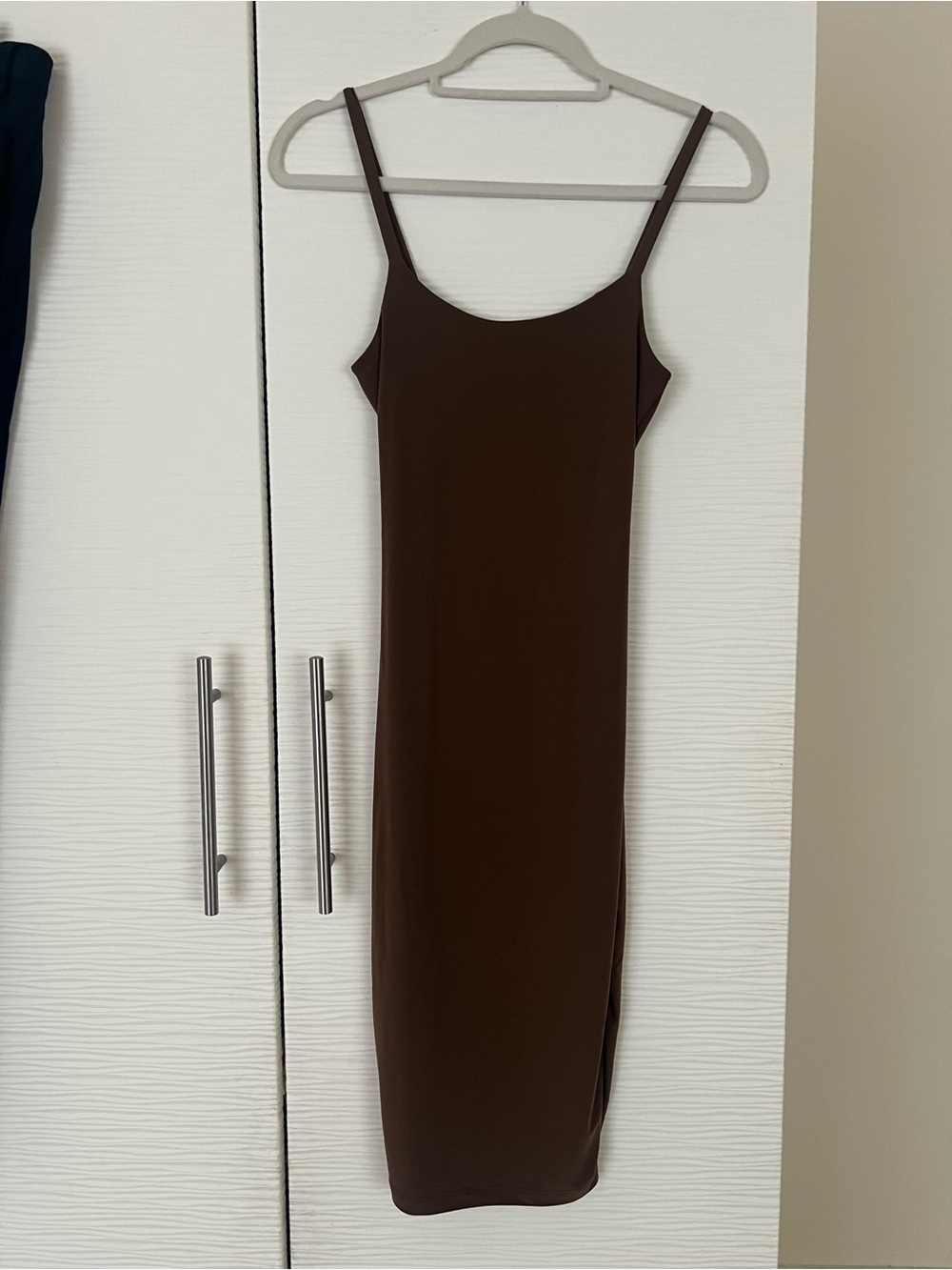 Sleek Chocolate Brown Slip Midi Dress